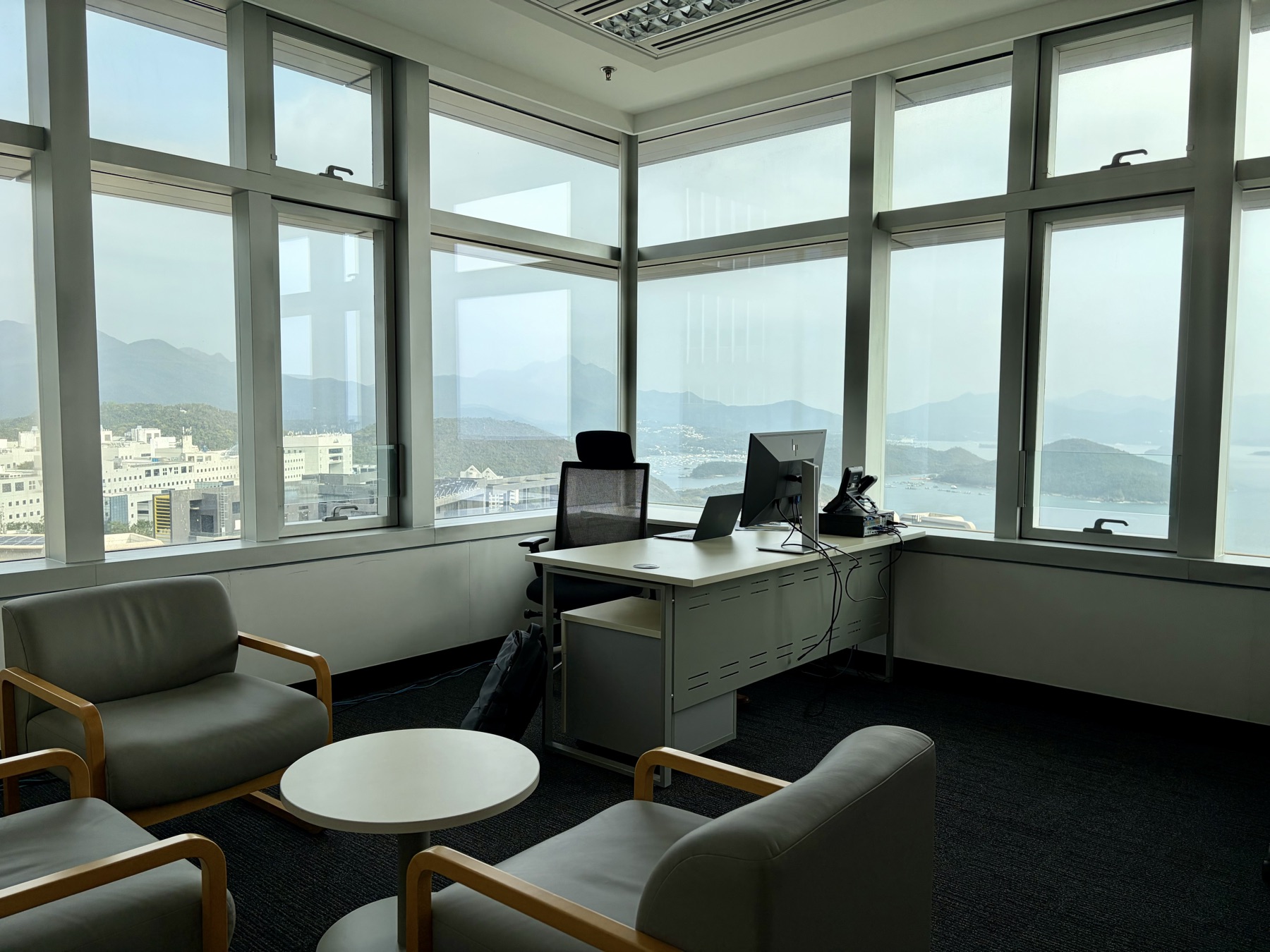Prof. Watanabe's office at HKUST overlooking Clear Water Bay